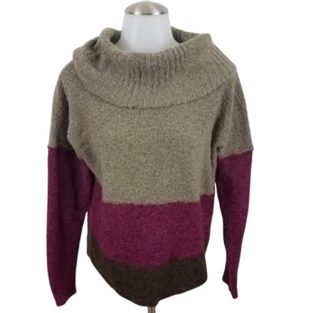 Royal robbins sweater cowl‎ stripe brown pink long